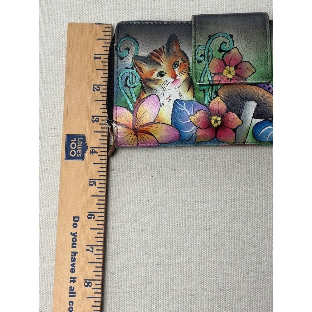 Anuschka Hand-Painted Multicolor Cat Floral Wallet - Picture 9 of 9